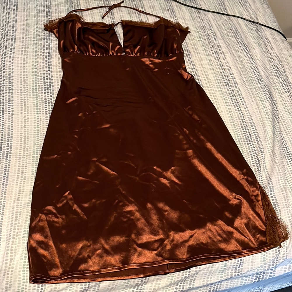 Bronze laced dress halter top